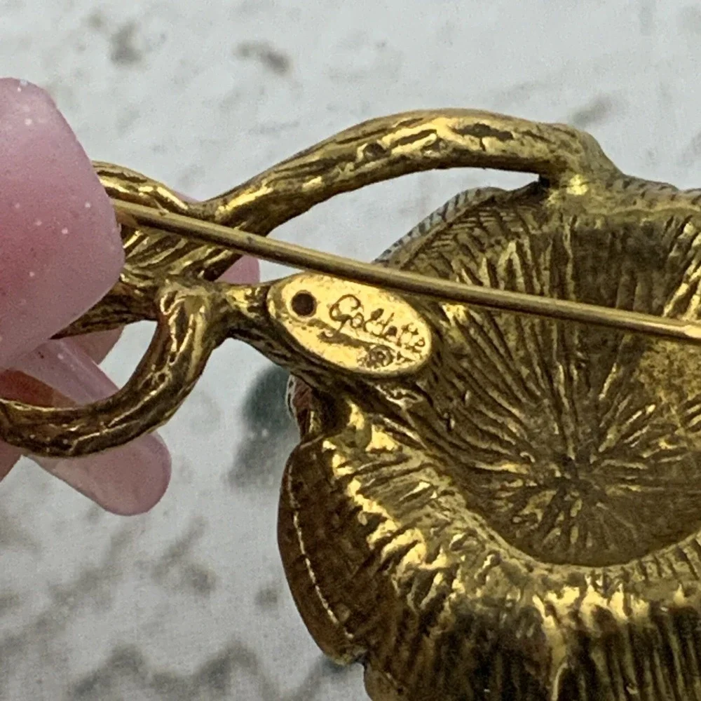 Vintage‎ Goldette Rose Brooch Gold Toned Beautiful 2.5